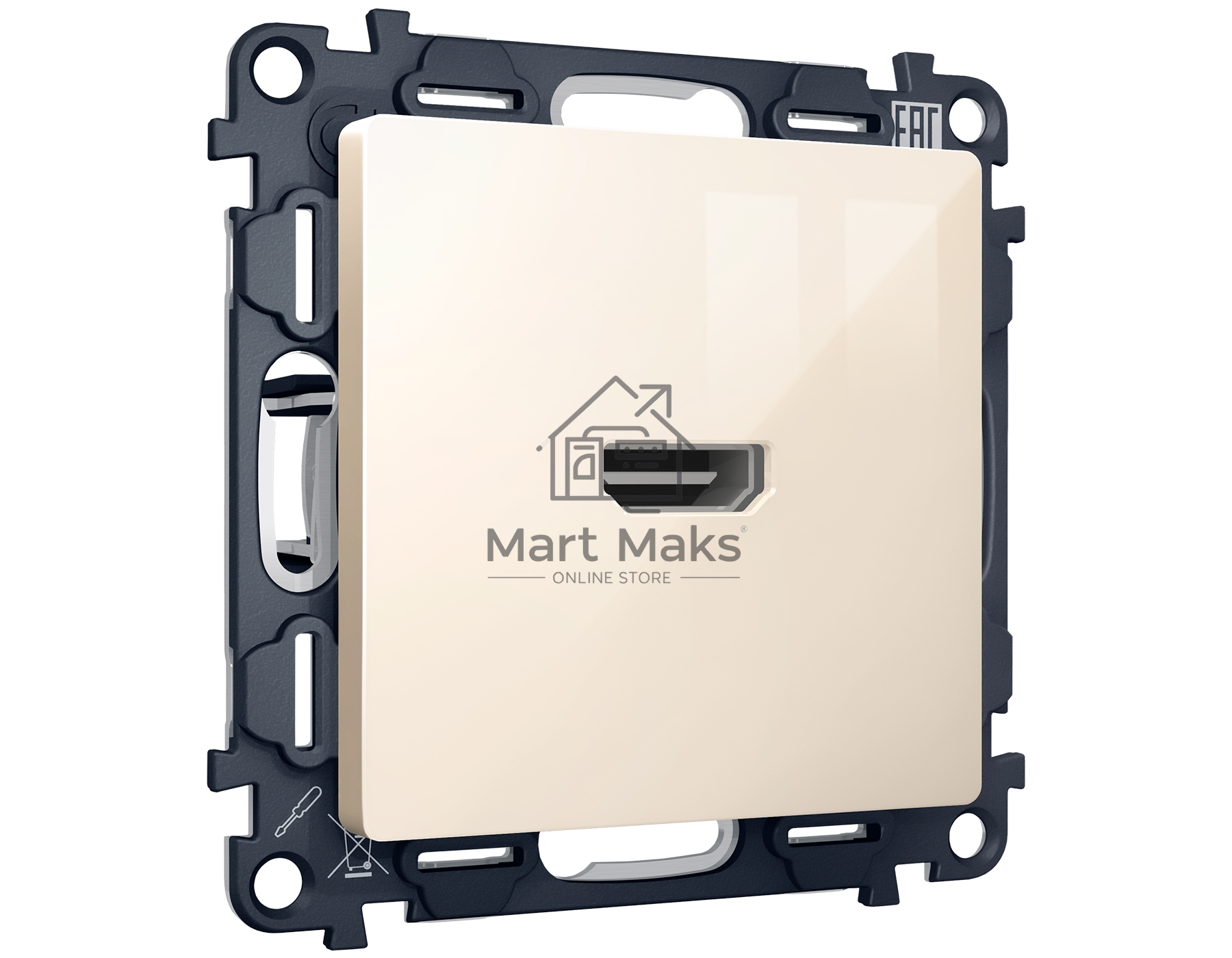 Комплект механизма розетки HDMI 2.0 ALFA Бежевый глянец 40V/500mA 2.0GHz 5-18Gbit/s QUANT (AP3140, VM222) MA314010