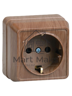 Розетка 1-м ОП Октава 16А РС20-3-ОД с заземл. дуб ИЭК ERO11-K04-16-DC