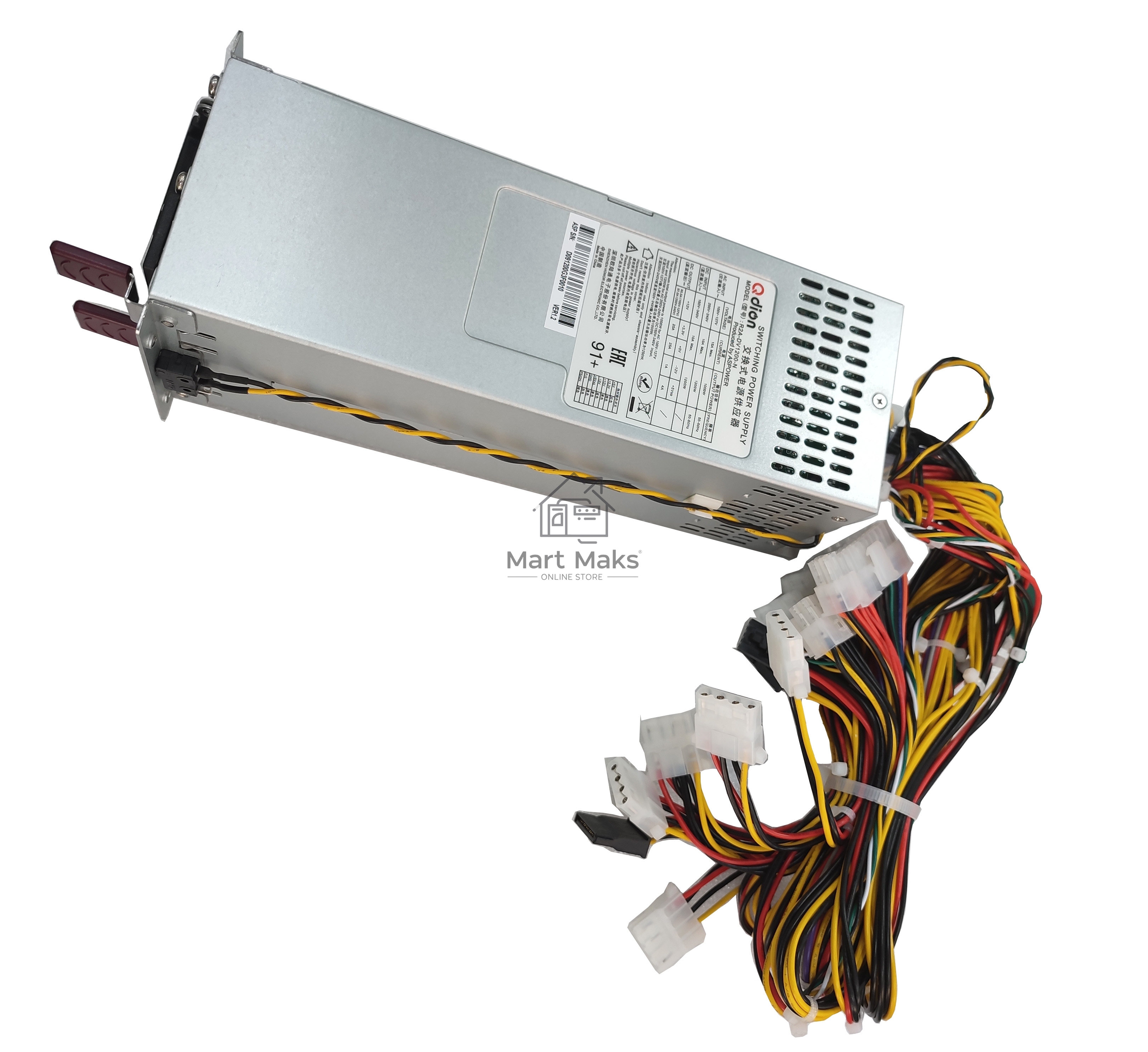Серверный блок питания серверный Server power supply Qdion Model R2A-DV1200-N P/N:99RADV1200I1170310 2U Redundant 1200W Efficiency 91+, Cable connector: C14