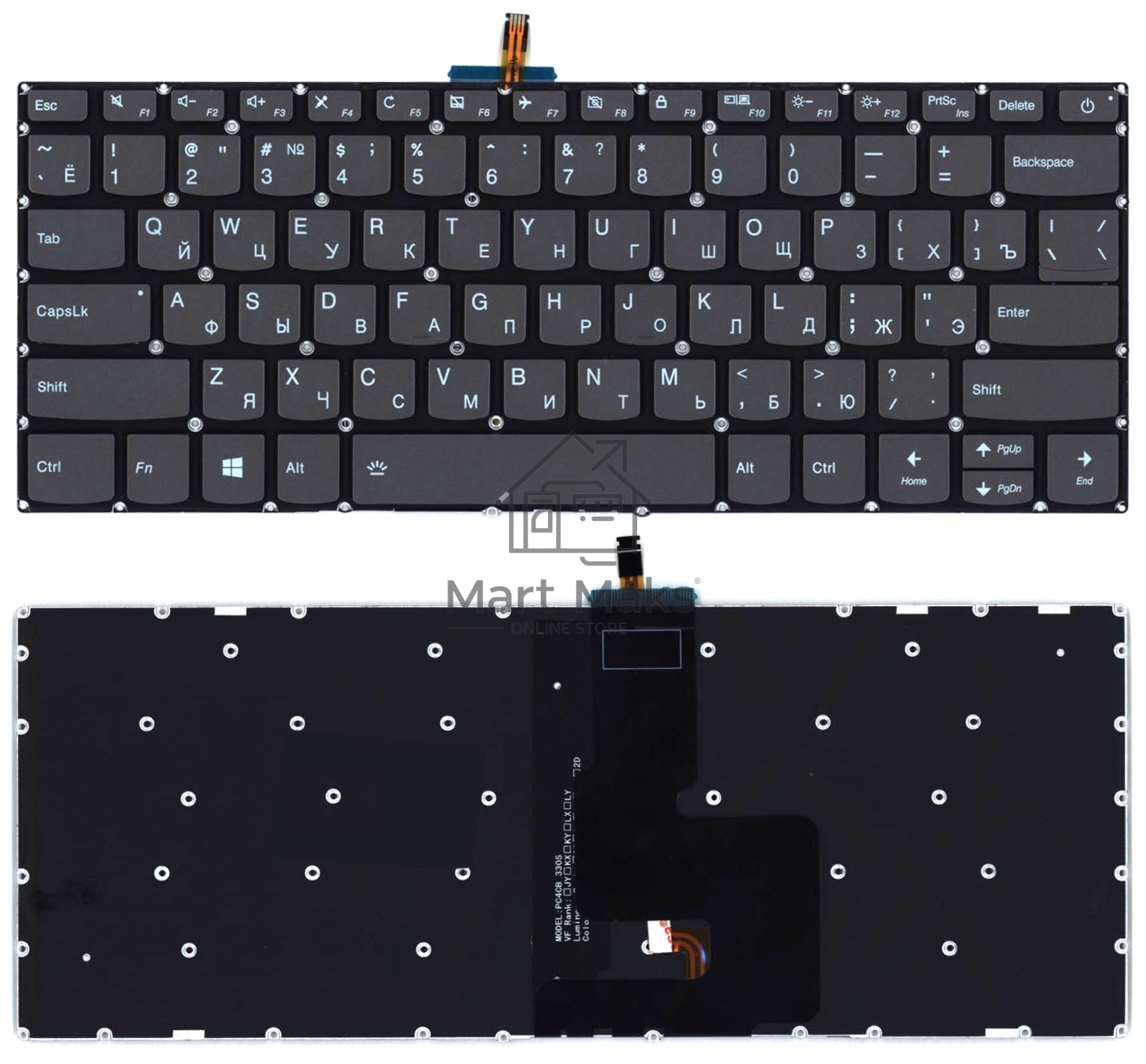 Клавиатура для ноутбука Lenovo Ideapad S145-14API черная с подсветкой