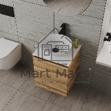 Тумба Bau Dream Blackwood 50 с дверцей, раковина BAU Dream D43, смеситель для раковины высокий Hotel Black, черный, выпуск клик клак, черный