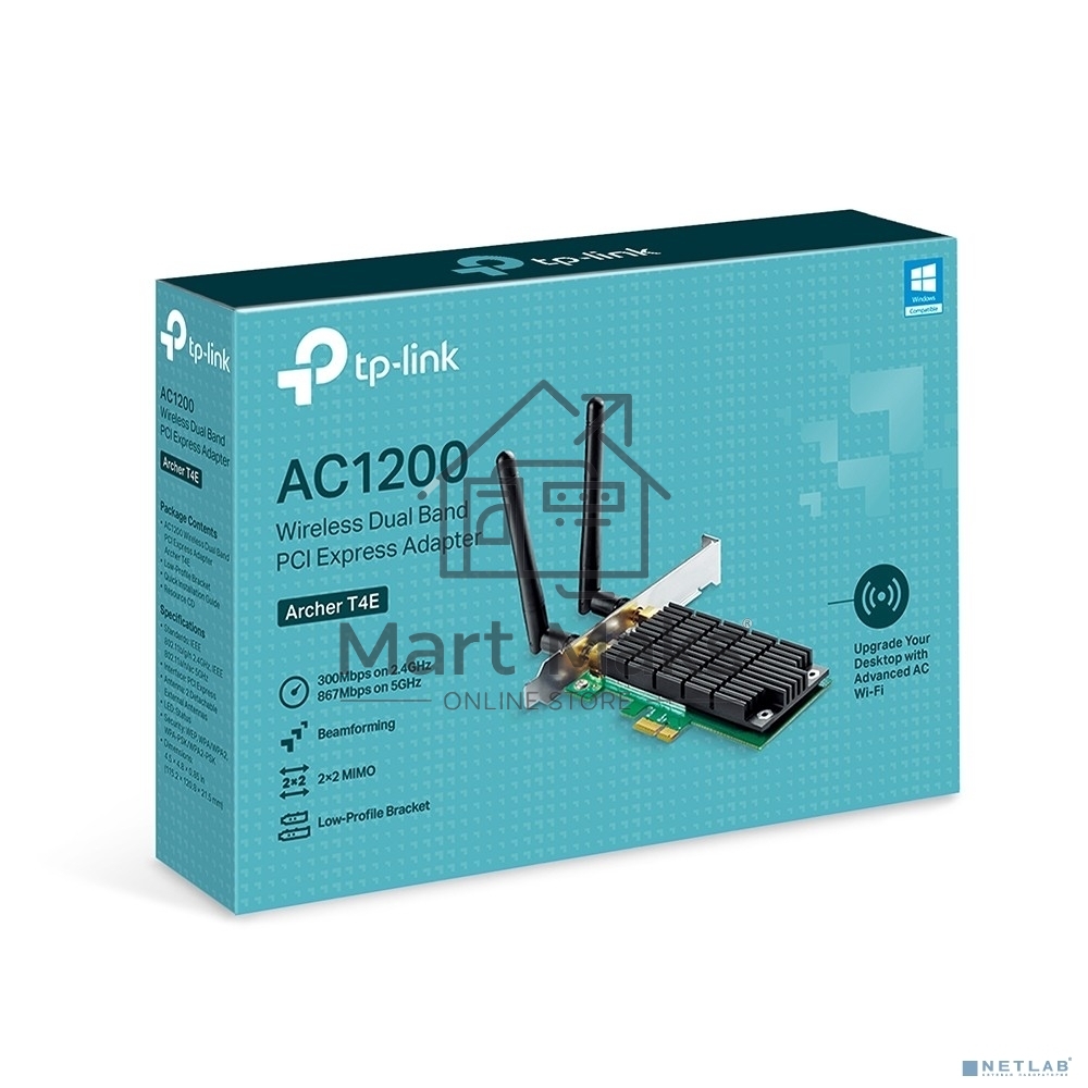 Адаптер TP-LINK ARCHER T4E AC1200 Двухдиапазонный Wi-Fi адаптер PCI Express