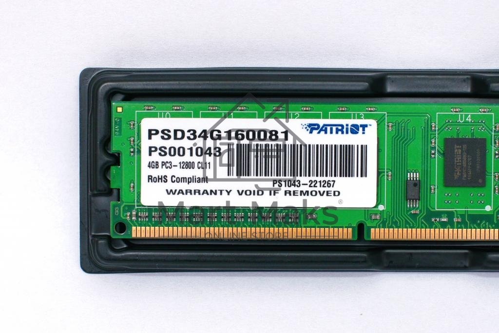 Оперативная память Patriot, DDR3, 4GB (1x4 GB), 1600 MHz, CL11, DIMM