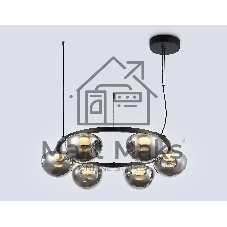 Подвесной светодиодный светильник Ambrella light LH12003/6 BK/GD/SM черный/золото/дымчатый 36W 3000K D760*175