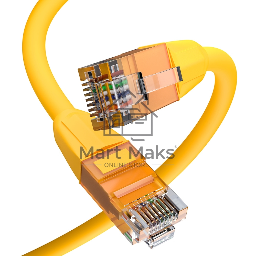 Патч-корд GCR прямой 3.0m LSZH UTP кат.6, желтый, 24 AWG, литой без фиксатора, ethernet high speed, RJ45, T568B