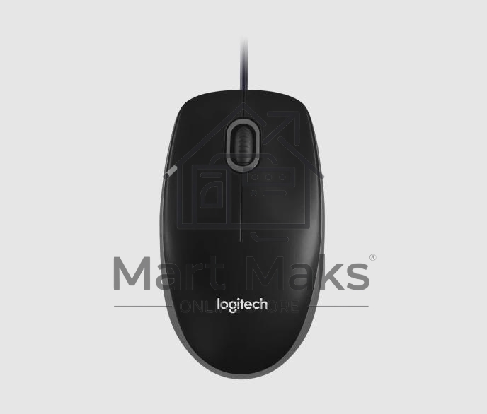 Мышь проводная Logitech B100 черный, 1000 dpi, USB, кнопки - 3