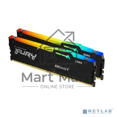 Оперативная память Kingston Fury Beast Expo, DDR5, 16GB (2x8GB), 5200MHz, CL36, DIMM, с радиаторами, RGB, черный
