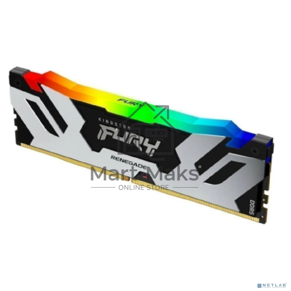 Оперативная память Kingston Fury Renegade, DDR5, 16GB (1x16GB), 8000MHz, CL38, DIMM, с радиаторами, RGB, серебристый/черный