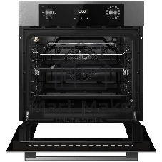Встраиваемый духовой шкаф Kuppersberg HO 677 BX, High-Tech, объем 70 л, 13 режимов, электронное управление (утапливаемые переключатели, аналоговый дисплей), телескопические направляющие на одном уровне, максимальная температура 300 градусов, 2 стекла в дверце, черный/нержавеющая сталь