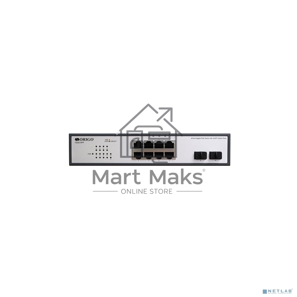 Неуправляемый PoE-коммутатор ORIGO Unmanaged Switch 8x1000Base-T PoE, 2x1000Base-X SFP, PoE Budget 120W, 19