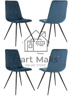 Стул для дома Бюрократ CH-K1_4 комплект 4шт синий Holland 58 металл черный на ножках (CH-K1_1/HL58_4)