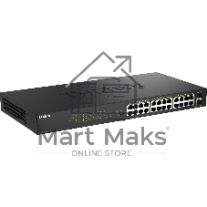 Коммутатор D-Link DGS-1026P/A1A, 24×1 Гбит/с + 2×1 Гбит/с SFP, неуправляемый