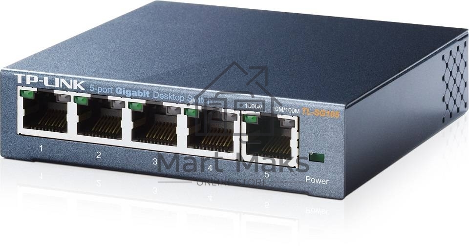 Коммутатор TP-Link SOHO TL-SG105 5-port Desktop Gigabit Switch, 5 10/100/1000M RJ45 ports, metal case