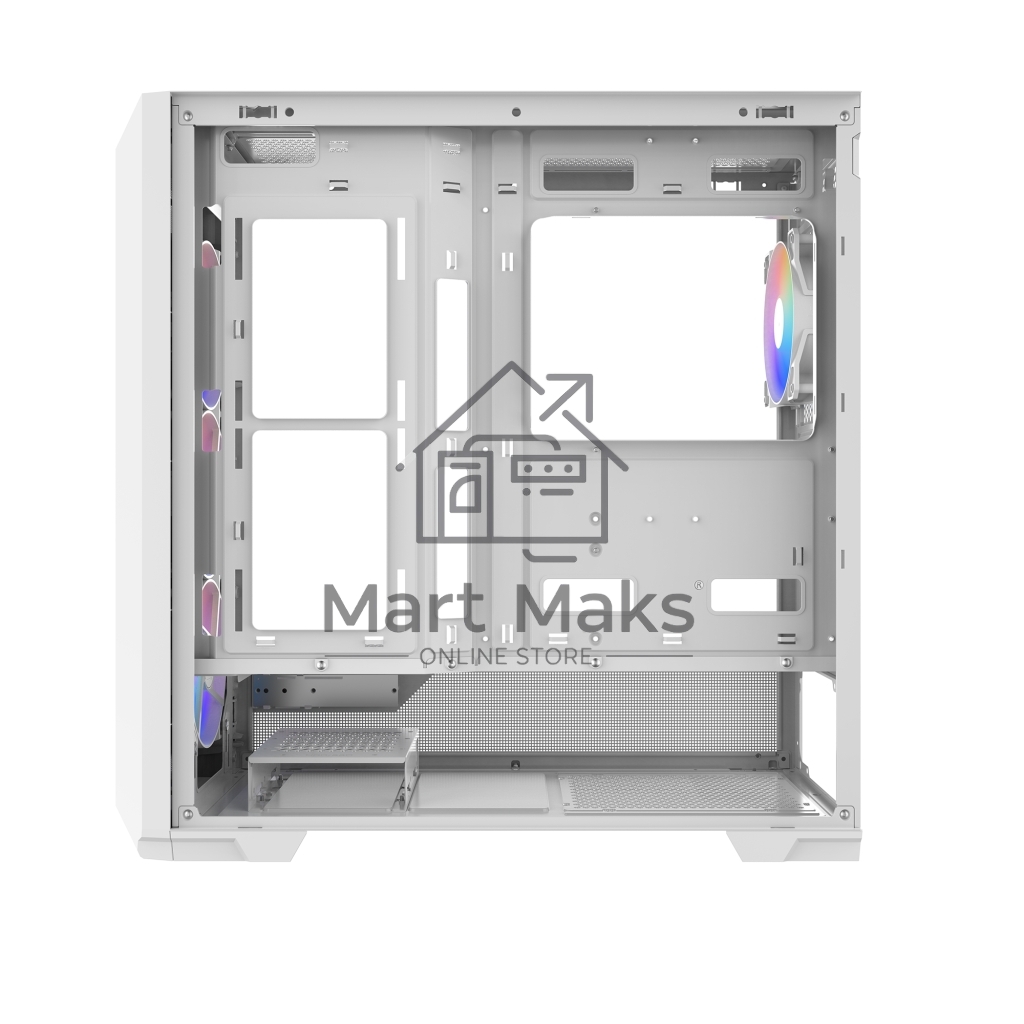 Корпус ПК без блока питания Case SAMA S41 White, Midi-Tower, TG, 4x120mm ARGB, 2xUSB 3.0 + 1xUSB 3.2 Type-C, ATX, mATX, mITX White