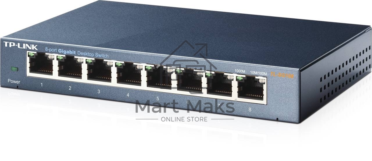 Коммутатор TP-Link SMB TL-SG108 8-port Desktop Gigabit Switch, 8 10/100/1000M RJ45 ports,metal case
