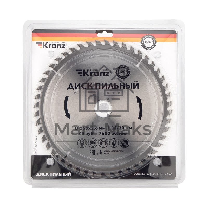 Диск пильный 250 мм х 48 зуб х 32/30 мм Kranz