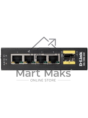 Коммутатор D-Link DIS-100G-5SW/A1A Промышленный неуправляемый коммутатор с 4 портами 10/100/1000Base-T, 1 портом 1000Base-X SFP, функцией энергосбереж