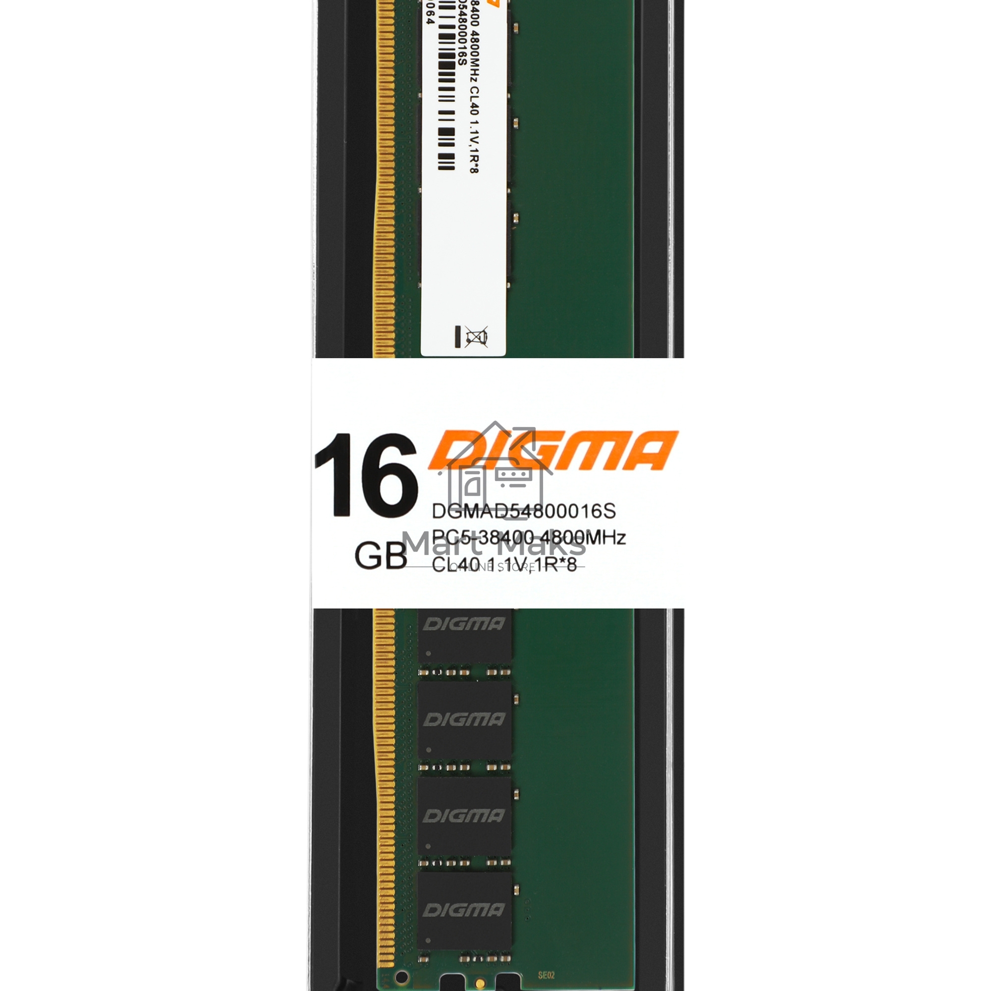 Оперативная память Digma, DDR5, 16GB (1x16GB), 4800MHz, CL40, DIMM