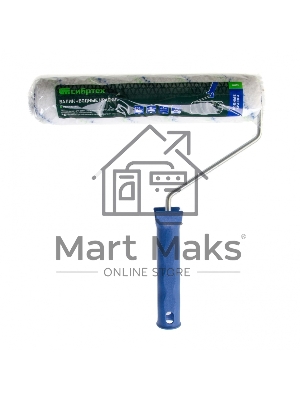 Валик Сибртех Водные краски, 250 мм, ворс 12мм, D - 36 мм, D ручки - 6 мм, полиэстер