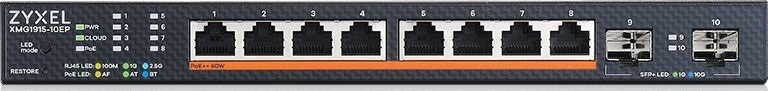 Коммутатор Zyxel XMG1915-10EP-EU0101F (L2+) 8x2.5Гбит/с 2SFP+ 8PoE++ 130W управляемый