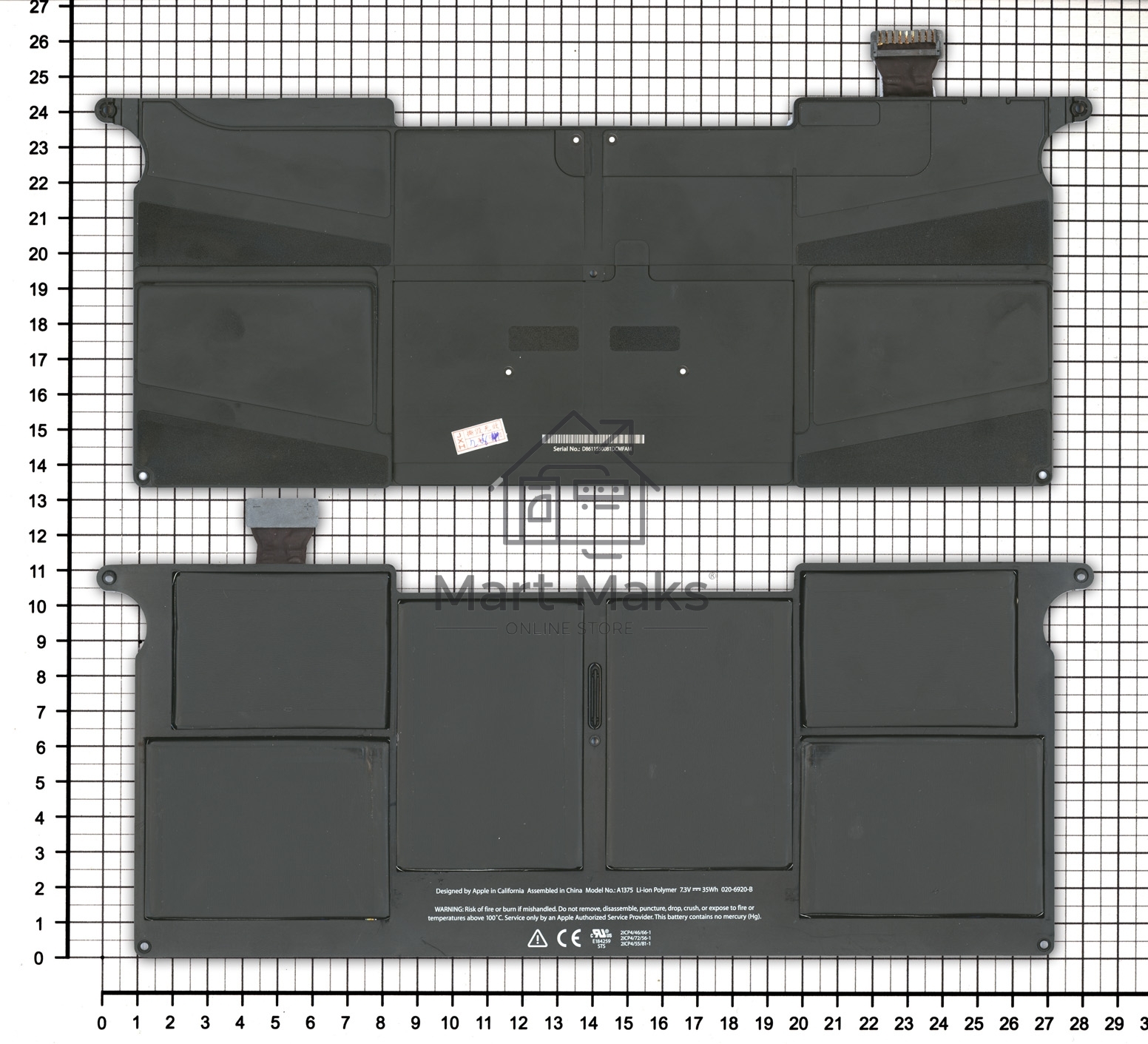 Аккумуляторная батарея для ноутбука Apple MacBook Air A1375 35Wh