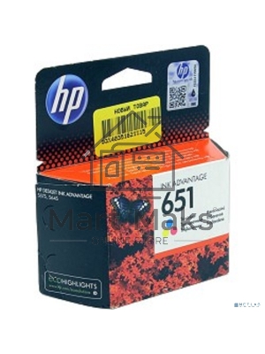 Картридж струйный HP 651 C2P11AE трехцветный для HP DJ IA5575e (300стр.)