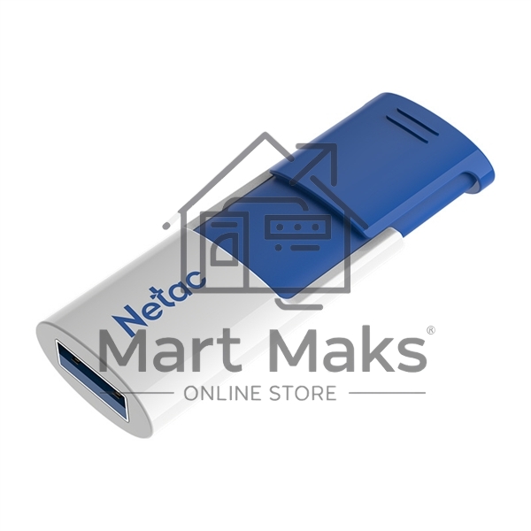 Флешка USB R/W R/W Netac U182 Blue 64Gb <NT03U182N-064G-30BL>, USB3.0, сдвижной корпус, пластиковая бело-синяя