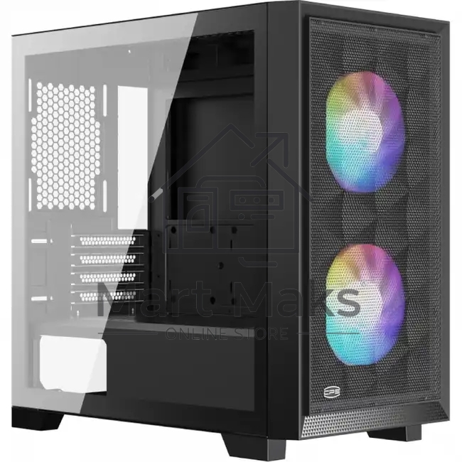 Компьютерный корпус без блока питания PCCooler C3D310 BK ARGB, Mini-Tower, TG, Mesh, 2x120mm ARGB, 2xUSB-A 3.0, mATX, mITX Black