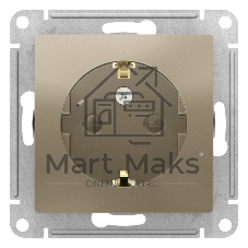Механизм розетки 1-м СП AtlasDesign с заземл. защ. шторки 16А шампань SchE ATN000545