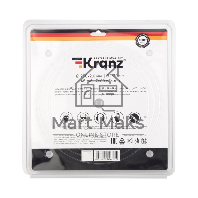 Диск пильный 250 мм х 48 зуб х 32/30 мм Kranz