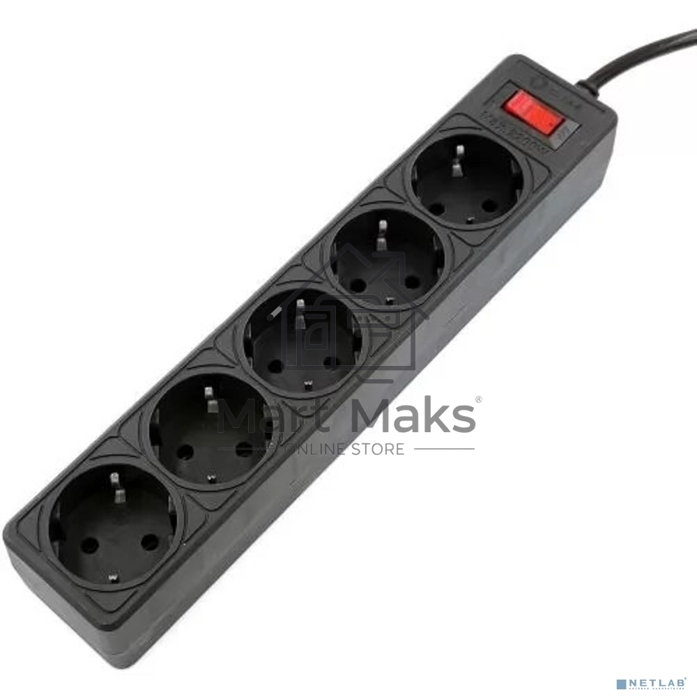 Сетевой фильтр 5bites GARDA SP5B-518 5S, 3x0.75 мм2, 1.8 м, черный
