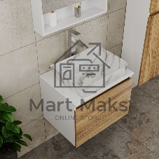 Комплект для ванной, 4 предмета (тумба Bau Dream 60 + раковина BAU 51х39, мрамор + смеситель Hotel Still, выпуск клик-клак, хром)