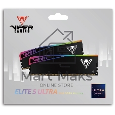 Оперативная память Patriot Viper Elite 5 Ultra RGB, DDR5, 32GB (2x16GB), 6000 MHz, CL28, с радиатором, RGB, чёрный
