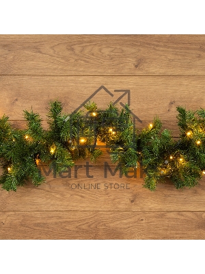 Еловый шлейф Neon-night искуственный 2,7 м Теплое белое свечение 80 LED