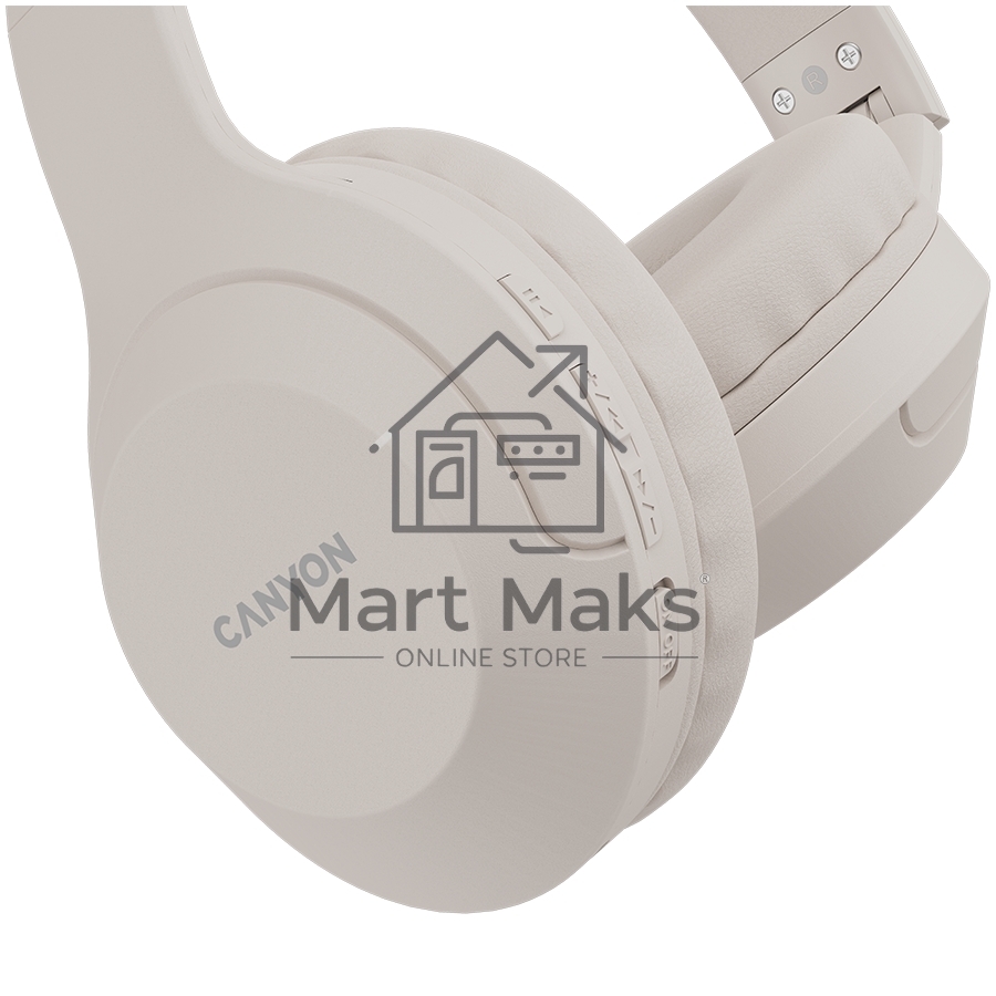 Гарнитура CANYON BTHS-3, Bluetooth headset,with microphone, BT V5.1 JL6956, battery 300mAh, Type-C charging plug, PU material, size:168*190*78mm, charging cable 30cm and audio cable 100cm, Beige