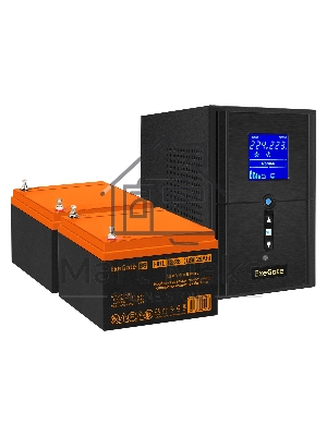 Комплект ИБП EX295987RUS + батарея 26Aч EX285663RUS 2шт (инвертор, синус, для котла) ExeGate SineTower SZ-1000.LCD.AVR.2SH.1C13.USB <1000VA/800W, чистый синусоида, LCD дисплей, AVR, 2*Schuko+1*C13, USB, линейно-интерактивный, черный> + батарея ExeGate HRL