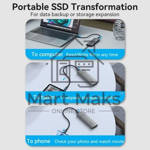 Корпус для SSD Vention USB 3.1 Gen 2-C M.2 NVMe Серый