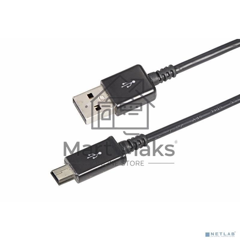Кабель USB miniUSB длинный штекер 1 м черный