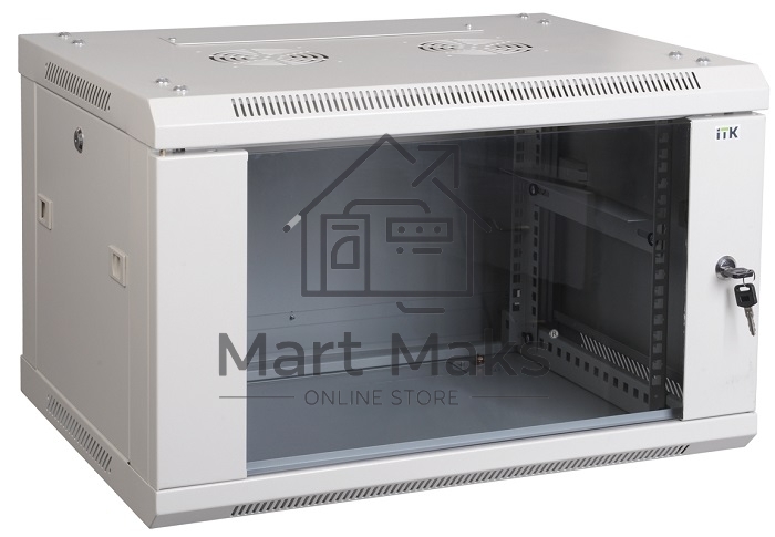 Шкаф ITK LINEA W 9U 600x600 мм дверь стекло, RAL7035