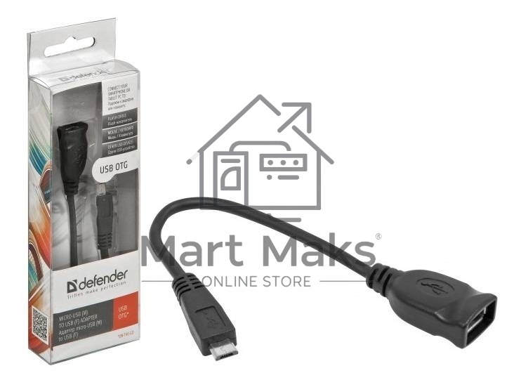 Кабель-переходник Defender microUSB (M) - USB (F) /для подкл. устр. USB Flash, HDD, мыши, и и т.д./ поддерж. режим OTG.