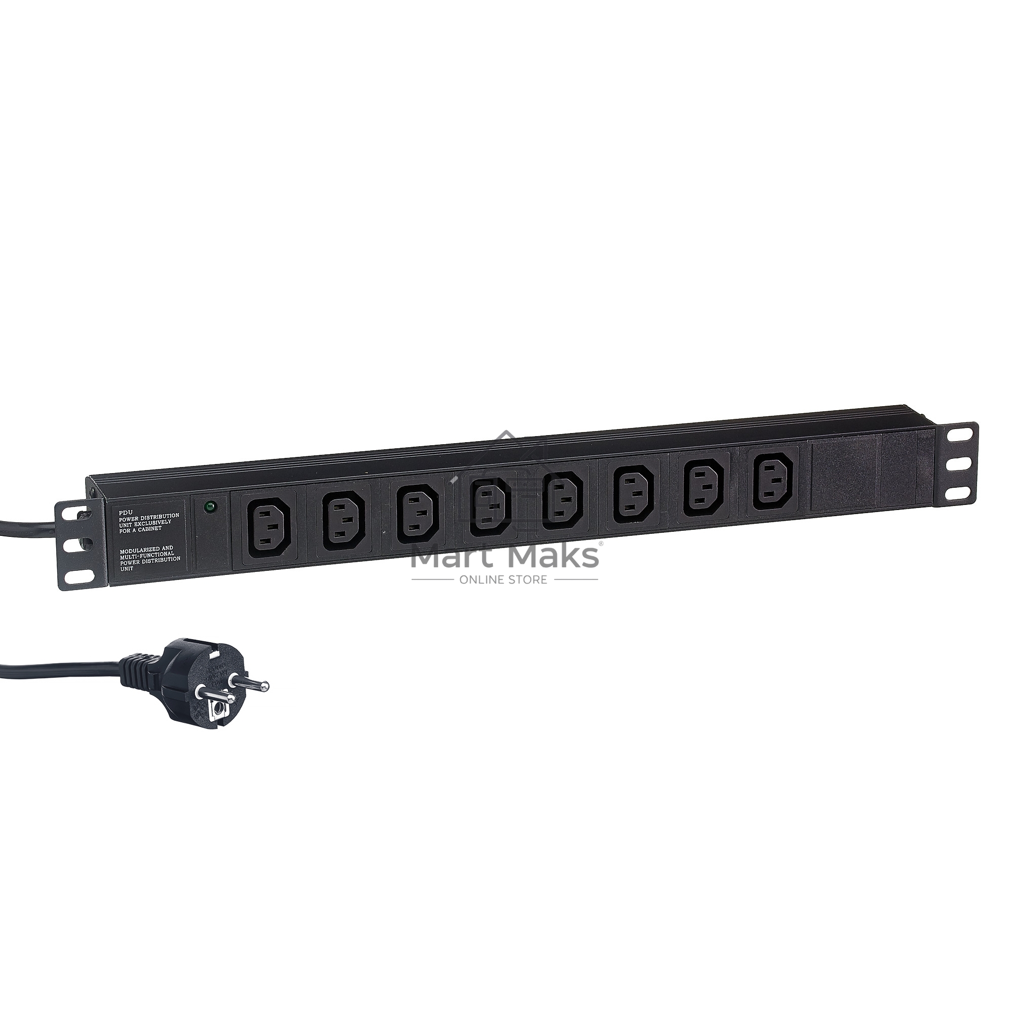 Блок розеток горизонтальный ExeGate ServerPro PDU-19H809 Al-8C13-EU2.5, 19