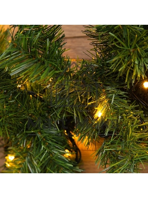 Еловый шлейф Neon-night искуственный 2,7 м Теплое белое свечение 80 LED