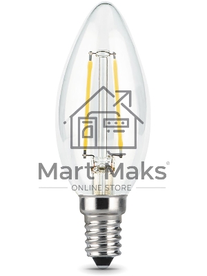 Лампа светодиодная филаментная Gauss 9Вт цок.: E14 свеча 220B 2700K св. свеч. бел.теп. C37 (упак.: 10 шт)