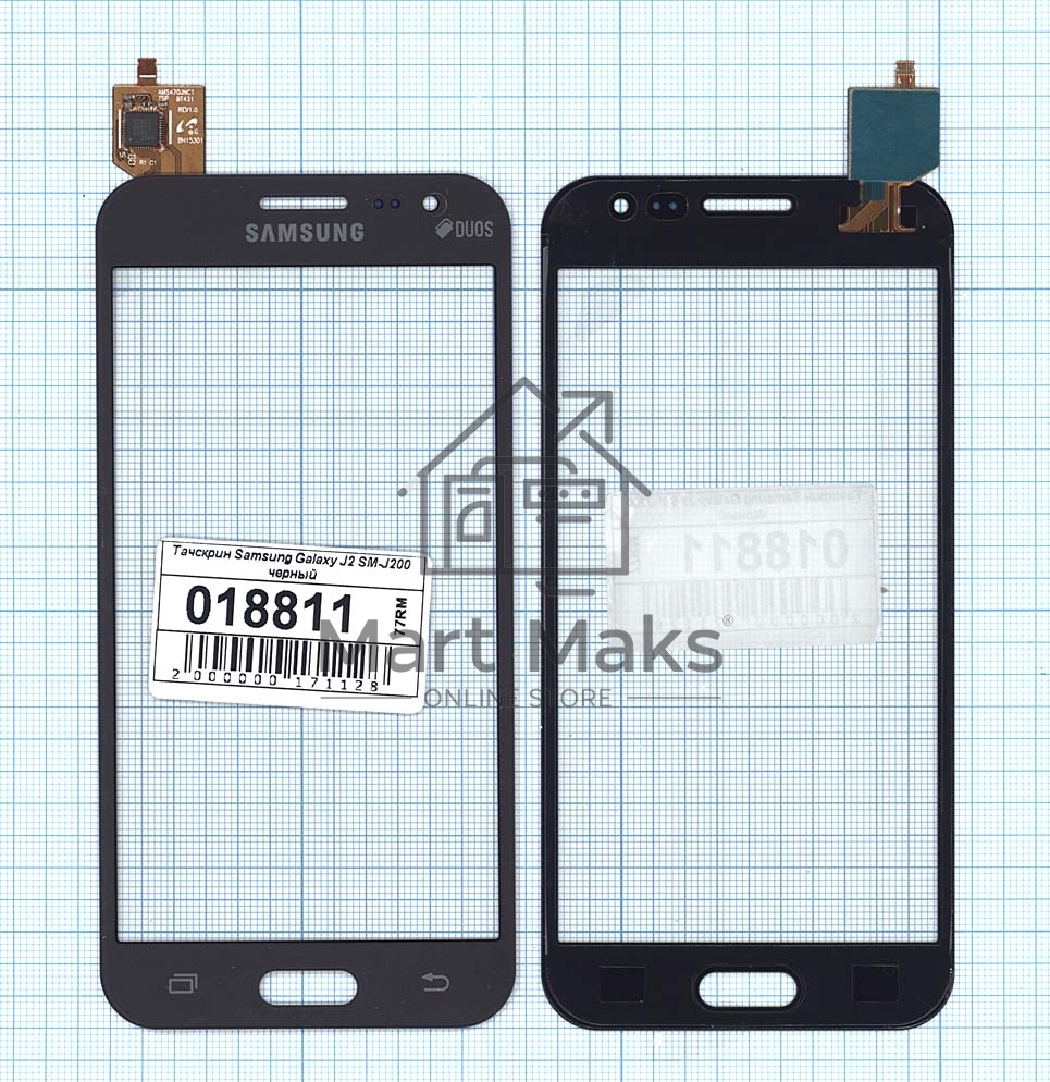 Сенсорное стекло (тачскрин) для Samsung Galaxy J2 SM-J200, черное