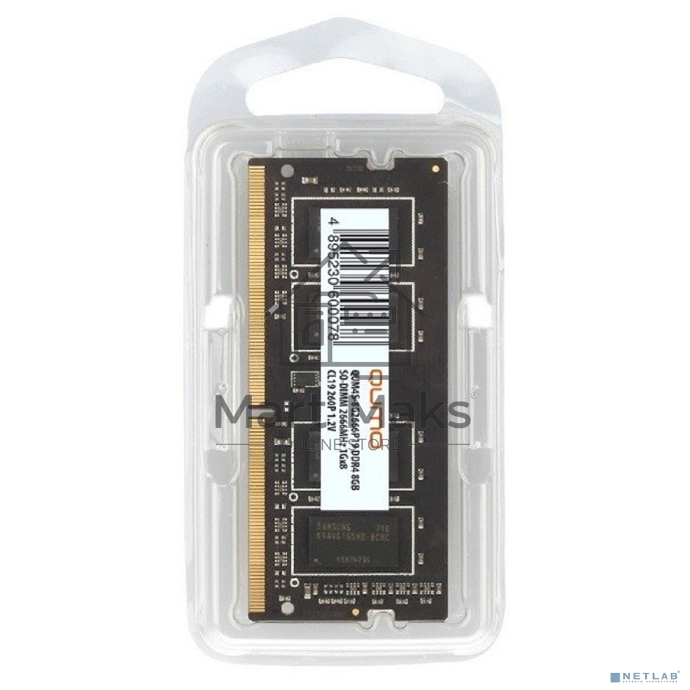 Оперативная память Qumo, DDR4, 8GB (1x8GB), 2666MHz, CL19, SO-DIMM