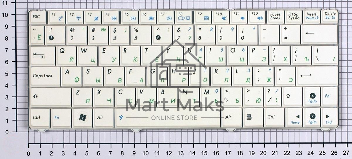 Клавиатура для ноутбука Asus Eee PC 1101 1101HA N10 N10E N10J белый