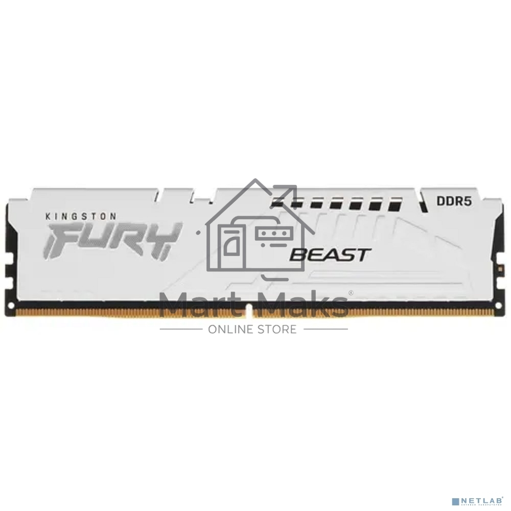 Оперативная память Kingston Fury Beast, DDR5, 32GB (1x32GB), 5200MHz, CL36, DIMM, радиатор, белый
