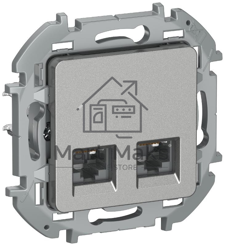 Inspiria Алюминий Розетка компьютерная 2-я RJ45 кат.5Е UTP  | 6738371 | IEK