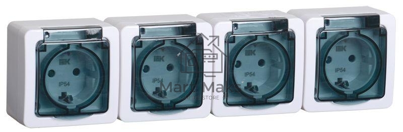 Розетка Iek ERMP42-K03-16-54-EC РСб24-3-ГПБд роз 4м с з/к о/у IP54 (дымчатый) ГЕРМЕС PLUS
