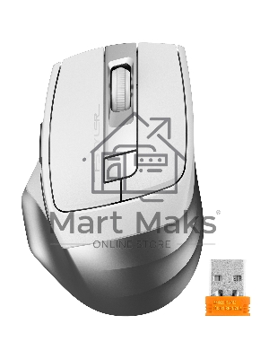 Мышь беспроводная A4Tech Fstyler FG35 серебристый/белый, 2000 dpi, радиоканал, USB, кнопки - 6